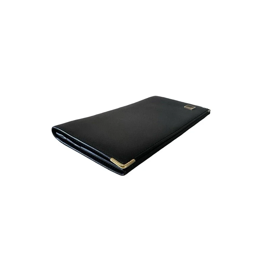 Dunhill *Mint*Smooth Black Leather Long Bifold Clean Wallet Mens/Womens Unisex